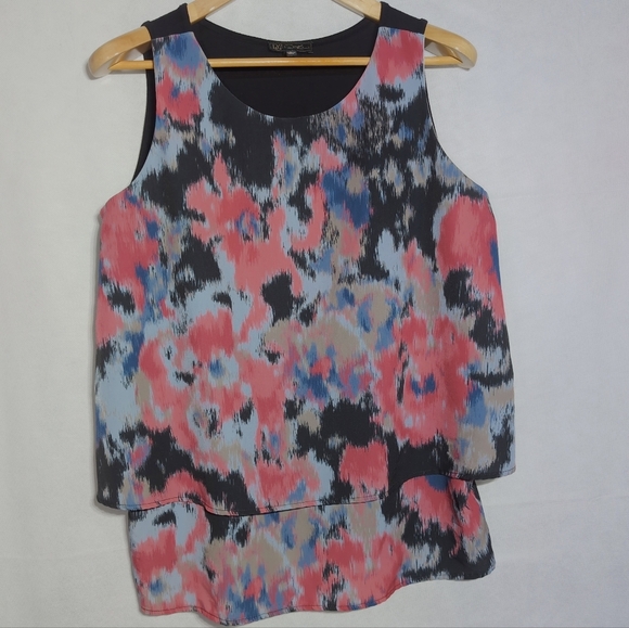 DG 2 Diane Gilman Sz L Women's Multicolor Abstract Tank Top - Picture 1 of 5